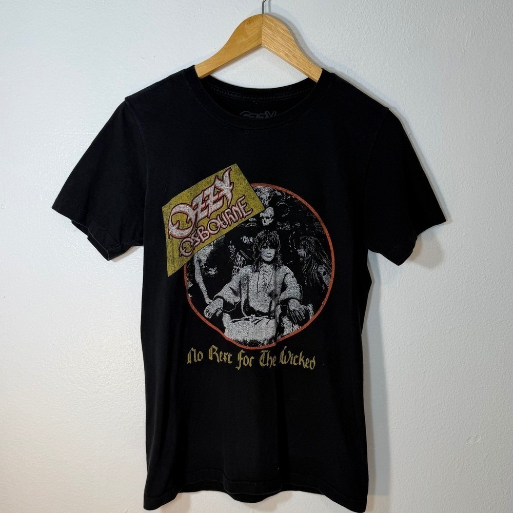 Ozzy Osbourne No Rest for the Wicked 88‎ 89 Tour Graphic Tee Cotton Black Small